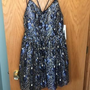 Navy & Gold Sequin Dress - Knee Length